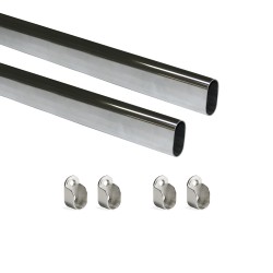 Emuca Kit de barra para armario 30x15 mm acero