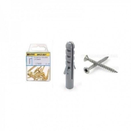 Taco Nº 4 Con Tornillos Cabeza Plana Zincada 3,5x25 mm. 15 unidades