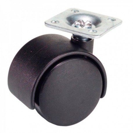 Rueda Domestica Nylon Negro Placa 40 mm.