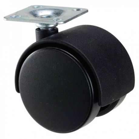 Rueda Domestica Nylon Negro Placa 50 mm.