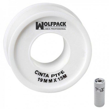 Cinta PTFE Wolfpack 19 mm. x 15 m. (Paquete de 10 Rollos)