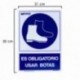 Cartel Obligatorio Uso De Botas 30x21 cm.
