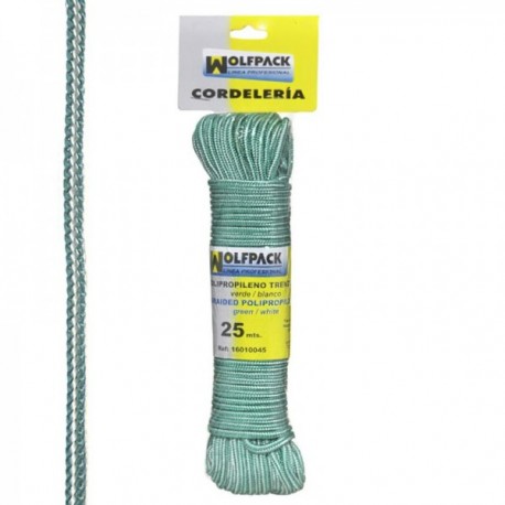 Cuerda Trenzada Polipropileno Blanca / Verde (Madeja 25 m.)