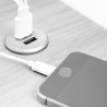 Emuca Conector redondo Plugy con 2 puertos USB para encastrar en el mueble