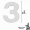Numero Metal "3" Plateado Mate 10 cm. con Tornilleria Oculta (Blister 1 Pieza)
