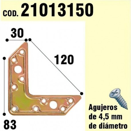 Soporte Para Madera Placa "L" Bicromatado 120 mm.