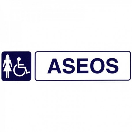 Rotulo Adhesivo Aseos Minusvalidos+mujeres 250x63 mm.