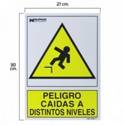 Cartel Peligro Caidas a Distintos Niveles 30x21