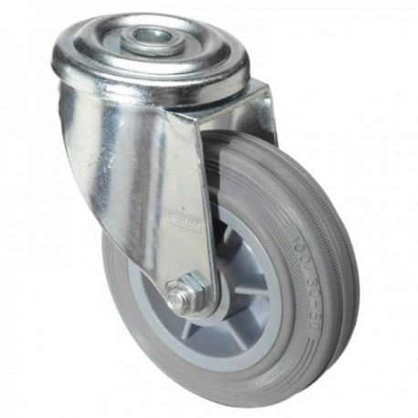 Rueda Industrial Goma Gris Pasante 80mm