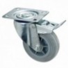 Rueda Industrial Goma Gris Placa con freno 80mm