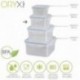 Recipiente Hermetico Plastico Cuadrado 400 ml. 11x11x6 (Alt.) cm.