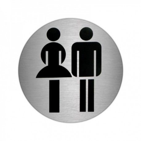 Placa Adhesiva Baño "Mujer / Hombre" Acero Inoxidable Ø 7 cm.