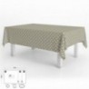Mantel Hule Rectangular Topos Beige Impermeable Antimanchas PVC 140x250 cm. Recortable Uso Interior y Exterior