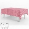 Mantel Hule Rectangular Cuadros Rojos Impermeable Antimanchas PVC 140x250 cm. Recortable Uso Interior y Exterior