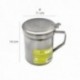 Grasera Acero Inoxidable Para Pescado Aceitera Aceite Usado 1,0 L. Con Colador y Tapa, Recipiente Reciclaje Aceite Usado Pescado