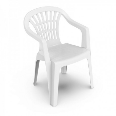 Silla Respaldo Bajo Resina Monobloc, Color Blanco, Modelo Lyra