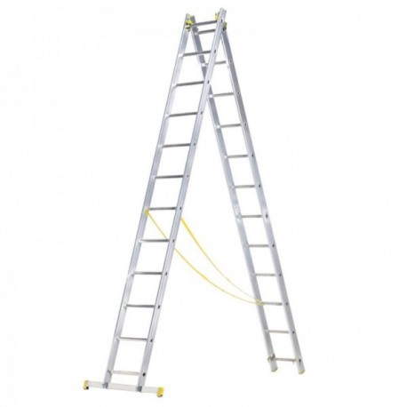 Escalera Aluminio 2 Tramos 12+12 Peldaños. Plegable, Antideslizante, Resistente
