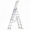 Escalera Aluminio 3 Tramos 10+10+10 Peldaños.Plegable, Telescópica, Antideslizante, Resistente.