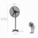Ventilador Pie Ø 70 x195 cm. Negro 190 W. Oscilación Automatica, Altura Regulable, Cabezal Inclinable, Base Estable 60x60 cm.