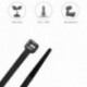 Brida Nylon 100%. Color Negro 2,5 x 200 mm. Bolsa 100 unidades. Abrazadera Plastico, Organizador Cables, Alta Resistencia