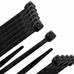 Brida Nylon 100%. Color Negro 3,6 x 370 mm. Bolsa 100 unidades. Abrazadera Plastico, Organizador Cables, Alta Resistencia