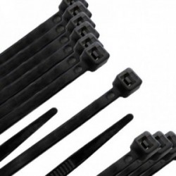 Brida Nylon 100%. Color Negro 9,0 x 780 mm. Bolsa 100 unidades. Abrazadera Plastico, Organizador Cables, Alta Resistencia