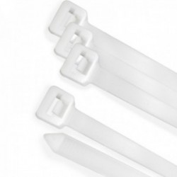 Brida Nylon 100%. Color Blanco / Natural 7,8 x 540 mm. 100 Piezas. Abrazadera Plastico, Organizador Cables, Alta Resistencia