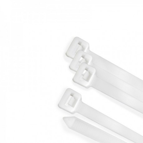 Brida Nylon 100%. Color Blanco / Natural 2,5 x135 mm. 100 Piezas. Abrazadera Plastico, Organizador Cables, Alta Resistencia