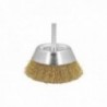 Cepillo Acero Latonado Para Taladro Taza Ø 75 mm. Espiga 1/4" Cepillo Taladro Alambre Latón, Cepillo Limpieza, Cepillo Pulir.