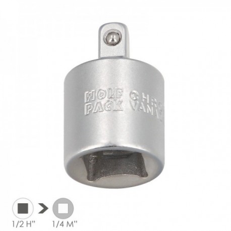 Adaptador Reductor 1/2" Hembra A 1/4" Macho. Acero Cromo Vanadio, Aristas Redondas, Reductor Carraca,