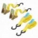 Cinta De Amarre Con Ratchet 4 metros x 25 mm. Trinquete Metalico Automatico, Cincha, Eslinga Mercancia, Correa Sujeción (Pack 2)
