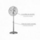 Ventilador Pie Ø 44,5 cm. Altura 130 cm. 60 watt. Ventilador oscilante. Ventilador Pie silencioso. Circulador de aire.