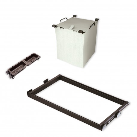 Emuca Kit de guía, cesto para ropa y bandejas auxiliares Moka para módulo 600mm