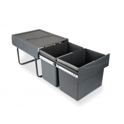 Emuca Contenedores de reciclaje para cocina, 2 x 15 L, fijación inferior y extracción manual.
